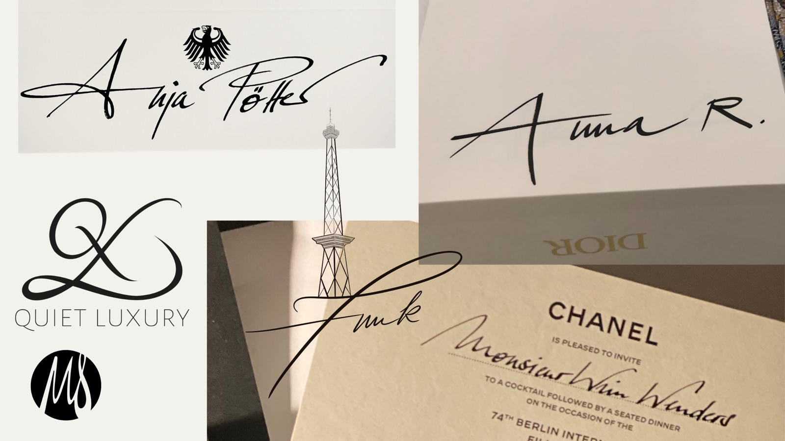 Handgeschriebene Signaturen und Namenskarten